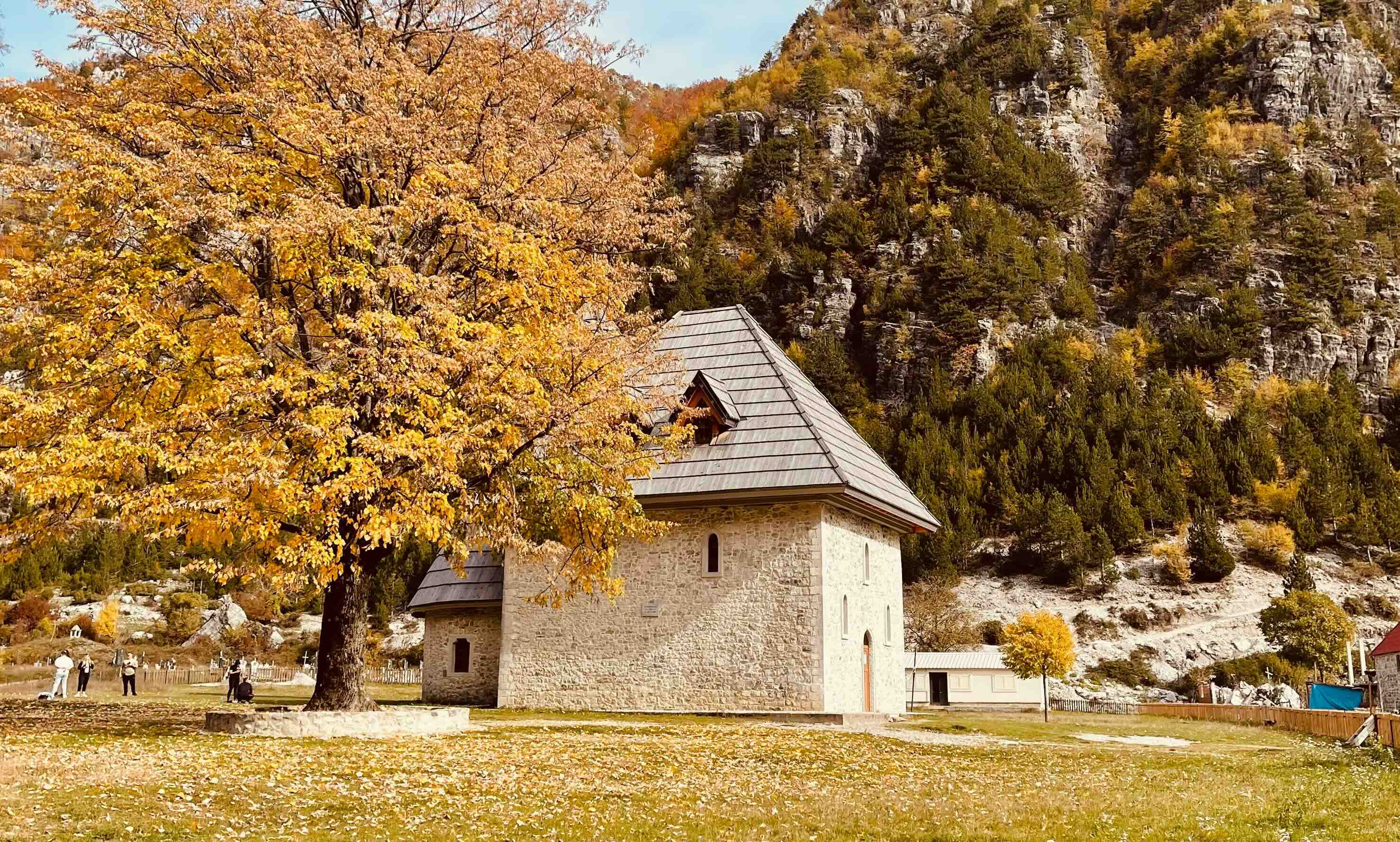 Bergvallei met kronkelende weg