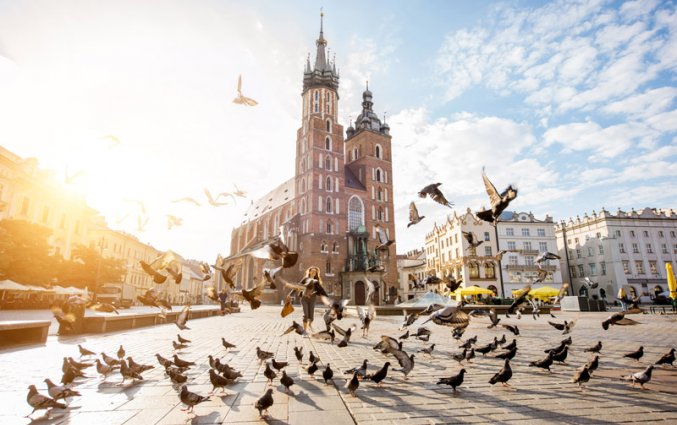 Krakau - Vrouw met duiven plein