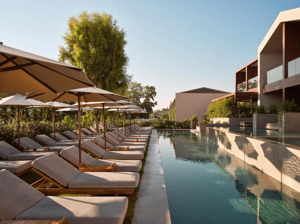 Contessina Hotel ligbedden bij zwembad